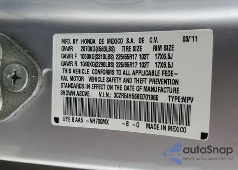 2011 Honda Cr-V Ex from USA, damaged, VIN 3CZRE4H56BG701960